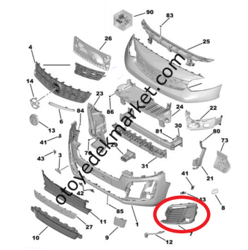 Peugeot Expert (2017-2024) Ön Tampon Sağ Sis Kapak Çerçevesi (Orijinal)