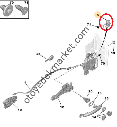 PEUGEOT 207 KAPI KİLİT KARŞILIĞI (ORJİNAL)