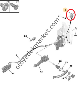 PEUGEOT 207 KAPI KİLİT KARŞILIĞI (ORJİNAL)