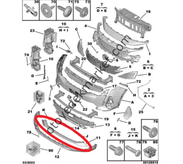 Peugeot 3008 (2021-2024) Ön Tampon Spoyler Alt Çıtası (Orijinal)