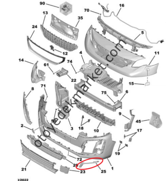 Peugeot Traveller (2017-2024) Sol Ön Tampon Köşe Nikelajı (Orijinal)
