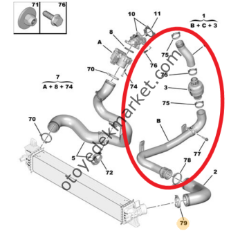 Citroen Jumper (2020-2023) 2.2 Hdi Turbo Hava Radyatörü / İntercooler Hortumu (Orijinal)
