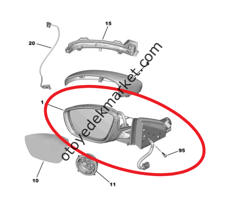 Peugeot 2008 (2020-2024) GT Line Sağ Dikiz Aynası (Orijinal)