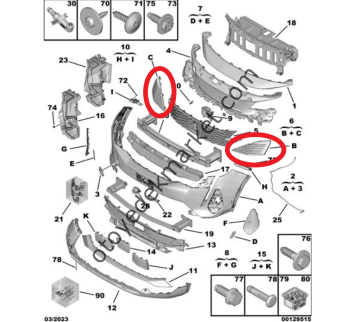 Peugeot 3008 (2021-2023) Ön Panjur Yan Kapakları (Orijinal)