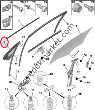 PEUGEOT 207 ÖN SAĞ KELEBEK CAMI (ORJİNAL)
