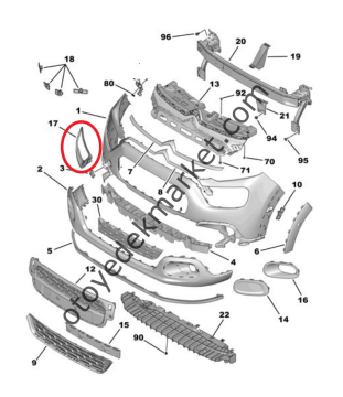 Citroen C3 (2020-2024) Ön Tampon Sis Far Çerçevesi (İthal)
