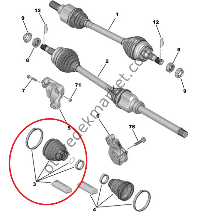 Peugeot 208 (2021-2025) 1.2 Benzinli Otomatik Vites Aks Körüğü (Orijinal)