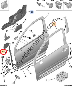 PEUGEOT 207 SAĞ KAPI İÇ KENAR LASTİĞİ  (ORJİNAL)