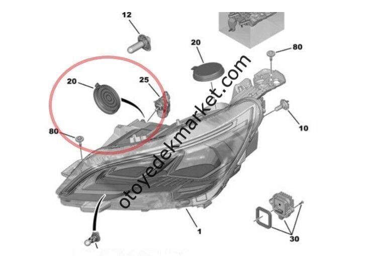 Peugeot 3008 (2016-2023) Far Ampul Kapağı ( Orjinal )