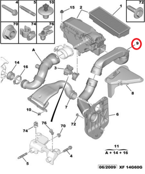 PEUGEOT 207 (2006-2012) 1,6 HDİ HAVA FİLTRE HORTUMU (İTHAL)