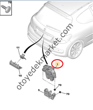 Peugeot 207 (2006-2012) Bagaj Kapak Kilidi (İthal)