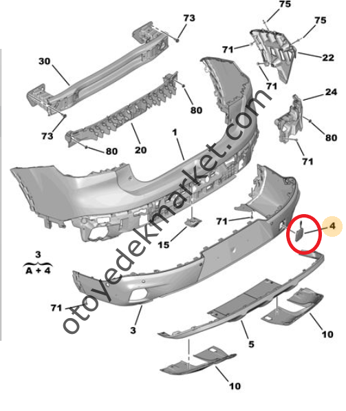 Citroen C4 X (2021-2024) Arka Tampon Çeki Demiri Kapağı (Orijinal)