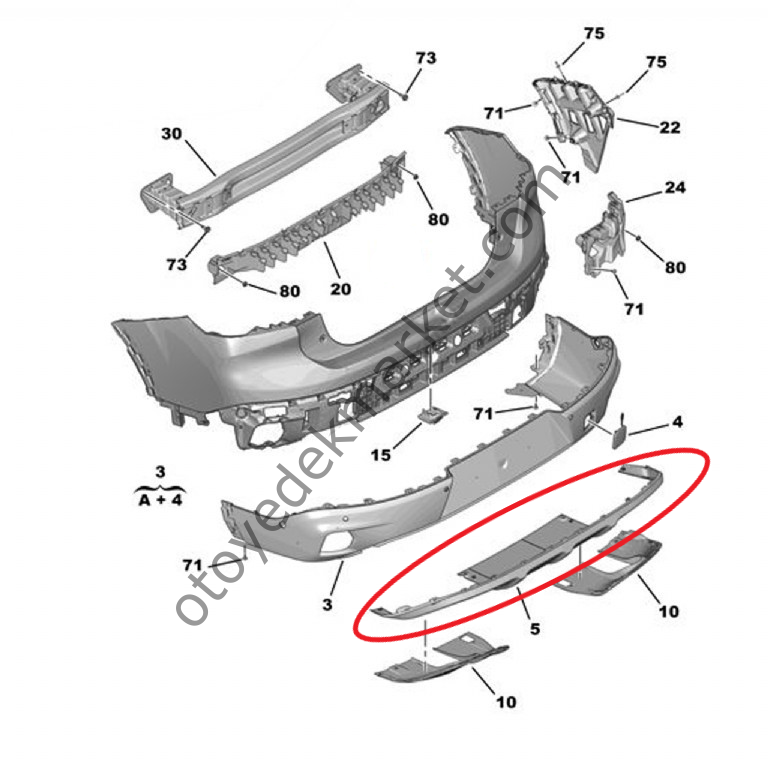 Citroen C4 X (2021-2024) Arka Tampon Alt Plastiği (Orijinal)
