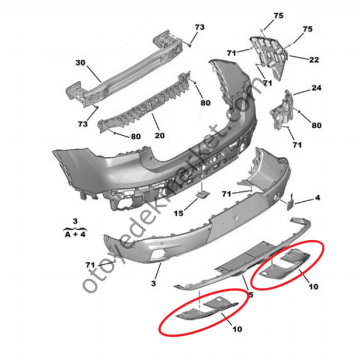 Citroen C4 X (2021-2024) Arka Tampon Eksoz Çıkış Bakaliti (Sağ ve Sol) (Orijinal)