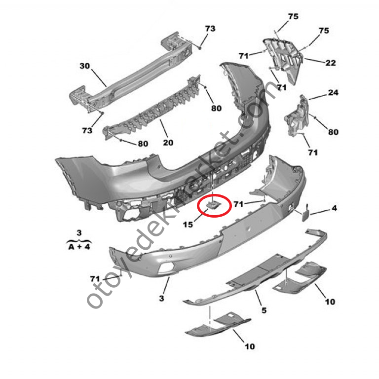 Citroen C4 X (2021-2024) Arka Tampon Kamera Bağlantı Plastiği (Orijinal)