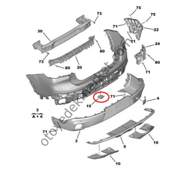 Citroen C4 X (2021-2024) Arka Tampon Kamera Bağlantı Plastiği (Orijinal)