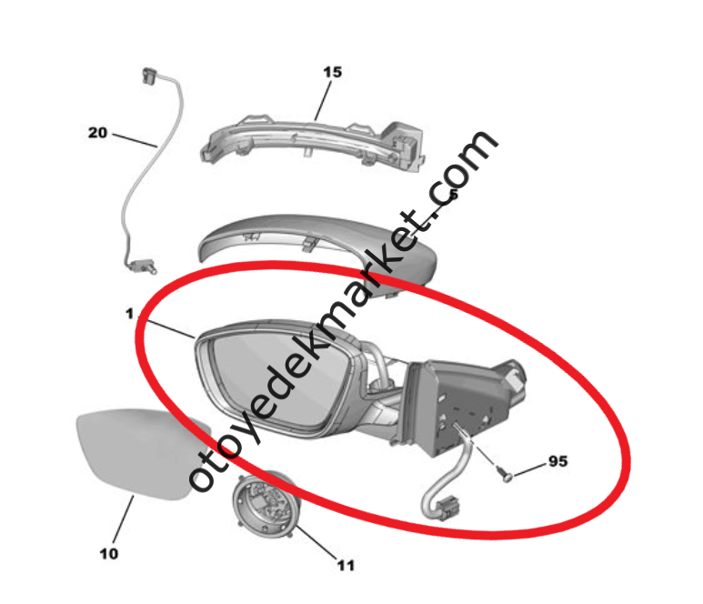 Peugeot 2008 (2020-2024) GT Line Sol Dikiz Aynası (Orijinal)