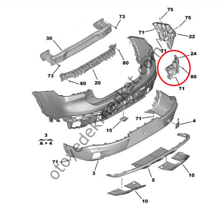 Citroen C4 X (2021-2024) Arka Tampon Sol Bağlantı Ayağı (Orijinal)