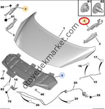 PEUGEOT 207 SOL MOTOR KAPUT MENTEŞESİ (ORJİNAL)