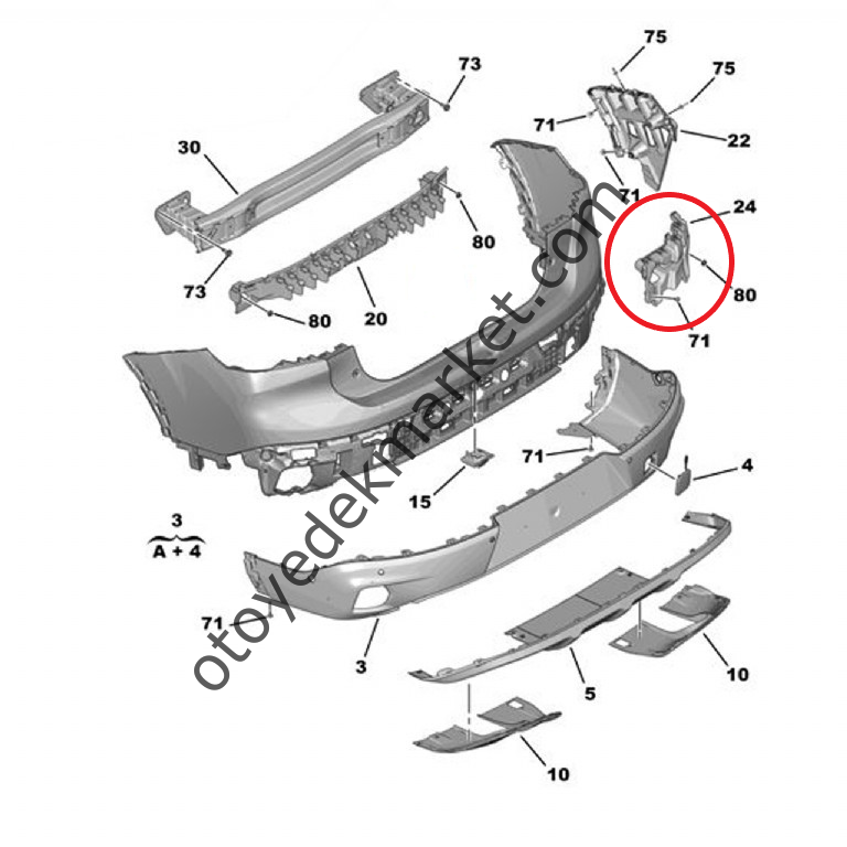 Citroen C4 X (2021-2024) Arka Tampon Sağ Bağlantı Ayağı (Orijinal)
