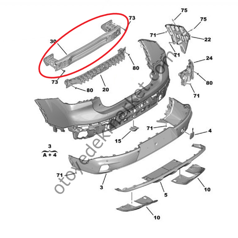 Citroen C4 X (2021-2024) Arka Tampon Darbe Emici (Orijinal)