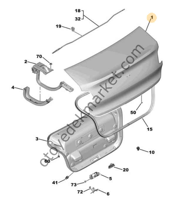 Citroen C4 X (2021-2024) Arka Bagaj Kapağı (Orijinal)