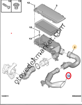 Peugeot 206 (2003-2011) 1.4 Hdı Hava Filtre Ön Borusu (Orijinal)