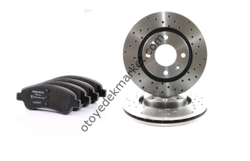Peugeot 207 (2006-2012) 1.6 Delikli Spor Ön Fren Disk Ve Balata Takımı (İthal-Delphi)