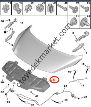 Peugeot 207 (2006-2012) Motor Kaput Keçesi (Orijinal)