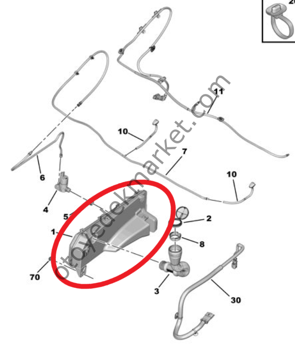 Peugeot Expert (2017-2024) Silecek Su Deposu (Orijinal)
