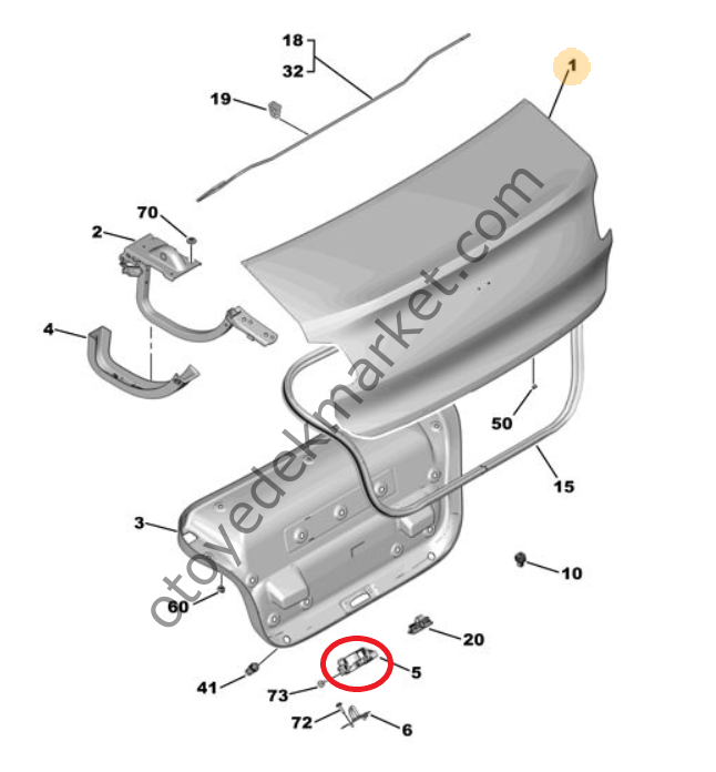 Citroen C4 X (2021-2024) Arka Bagaj Kilidi (Orijinal)