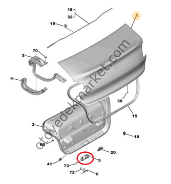 Citroen C4 X (2021-2024) Arka Bagaj Kilidi (Orijinal)