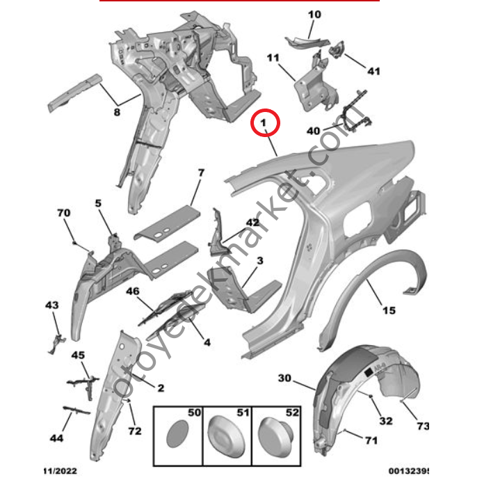 Citroen C4 X (2021-2024) Sol Arka Çamurluk (Orijinal)