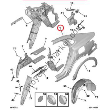 Citroen C4 X (2021-2024) Sol Arka Çamurluk (Orijinal)