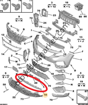 Peugeot 3008 (2016-2020) Ön Tampon Alt Bakalit Spoyler (Orijinal)