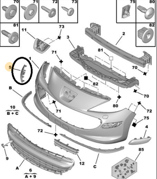 PEUGEOT 207 (2006-2012) ÖN TAMPON KUŞAĞI SAĞ (İTHAL)