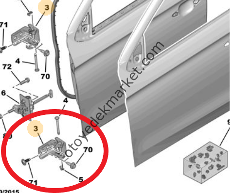 Peugeot 301 (2012-2023) Ön Kapı Üst Menteşe Sağ (Orijinal)