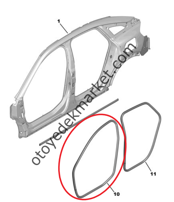Citroen C4 X (2021-2024) Sol Ön Kapı Giriş Lastiği (Orijinal)