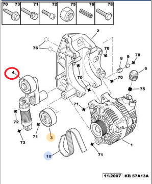Peugeot 206 (2001-2008) 1,6 16v  Benzinli Alternatör Gergi Rulmanı (Orijinal)