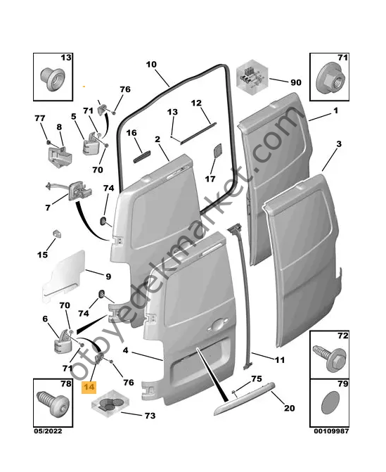 Peugeot Expert (2017-2024) Sol Arka Kapı Alt Dayanağı (Orjinal)