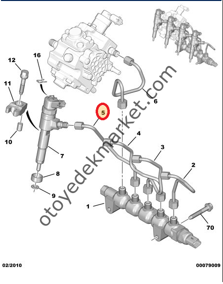 PEUGEOT 206 1,4 HDI 4.ENJEKTÖR BORUSU (ORJİNAL)