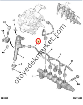 PEUGEOT 206 1,4 HDI 4.ENJEKTÖR BORUSU (ORJİNAL)