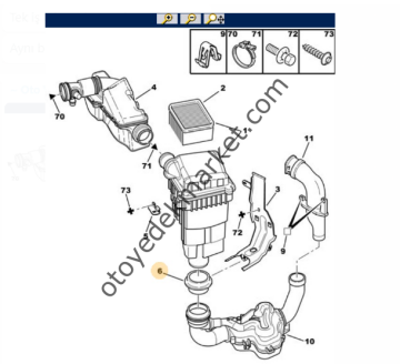 Peugeot 206 (1999-2009) Benzinli Hava Filtresi Ara Contası (Orijinal)