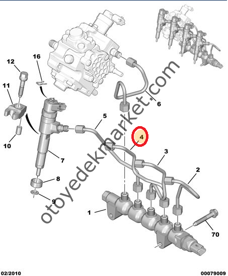PEUGEOT 206 1,4 HDI 3.ENJEKTÖR BORUSU (ORJİNAL)
