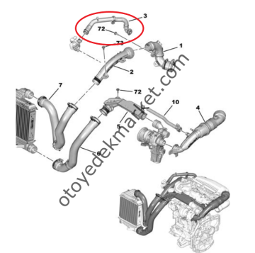 Citroen Cactus (2014-2020) 1.2 Turbo Benzinli İntercooler Hava Rakor / Borusu (Orijinal)