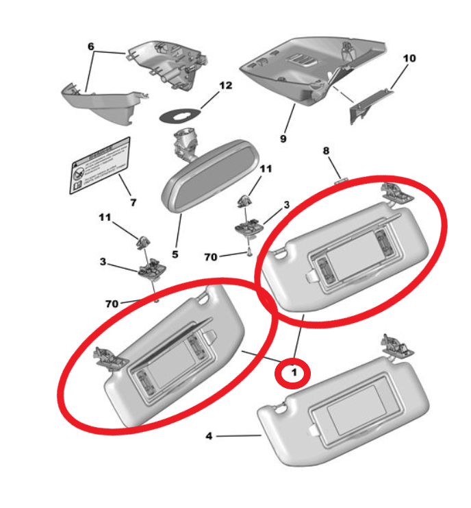 Peugeot 208 (2012-2020) Güneşlik Takımı (Orijinal)