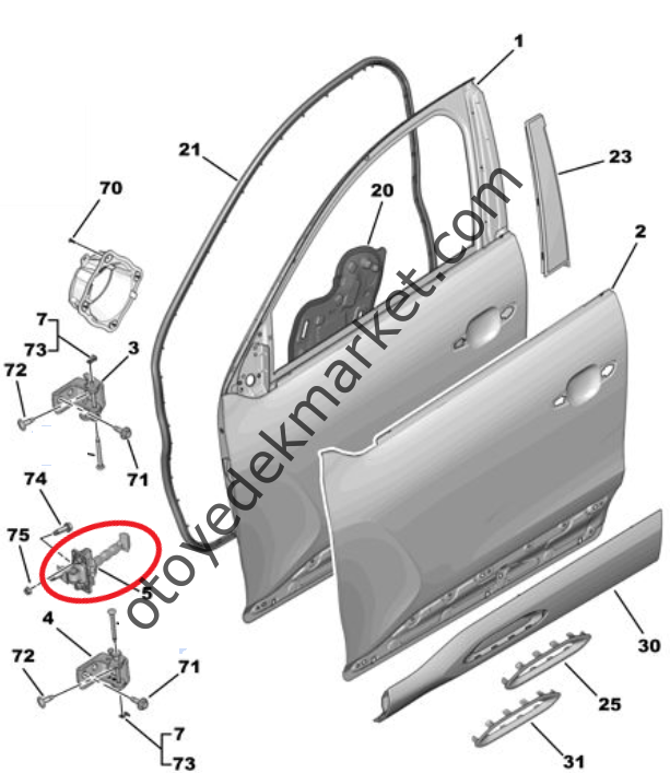 Citroen C4 X (2021-2024) Ön Kapı Durdurucu Gergi Demiri (Orijinal)