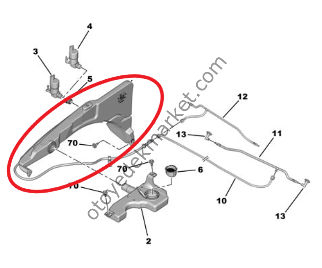 Peugeot 508 (2019-2025) Ön Cam Silecek Su Deposu (Orijinal)