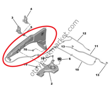 Peugeot 508 (2019-2025) Ön Cam Silecek Su Deposu (Orijinal)