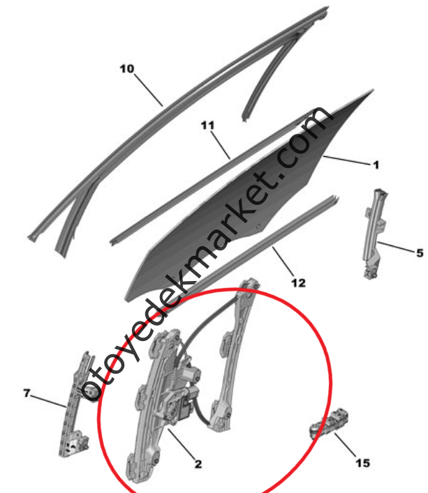 Citroen C4 X (2021-2024) Sol Ön Kapı Cam Kriko Mekanizması (Orijinal)